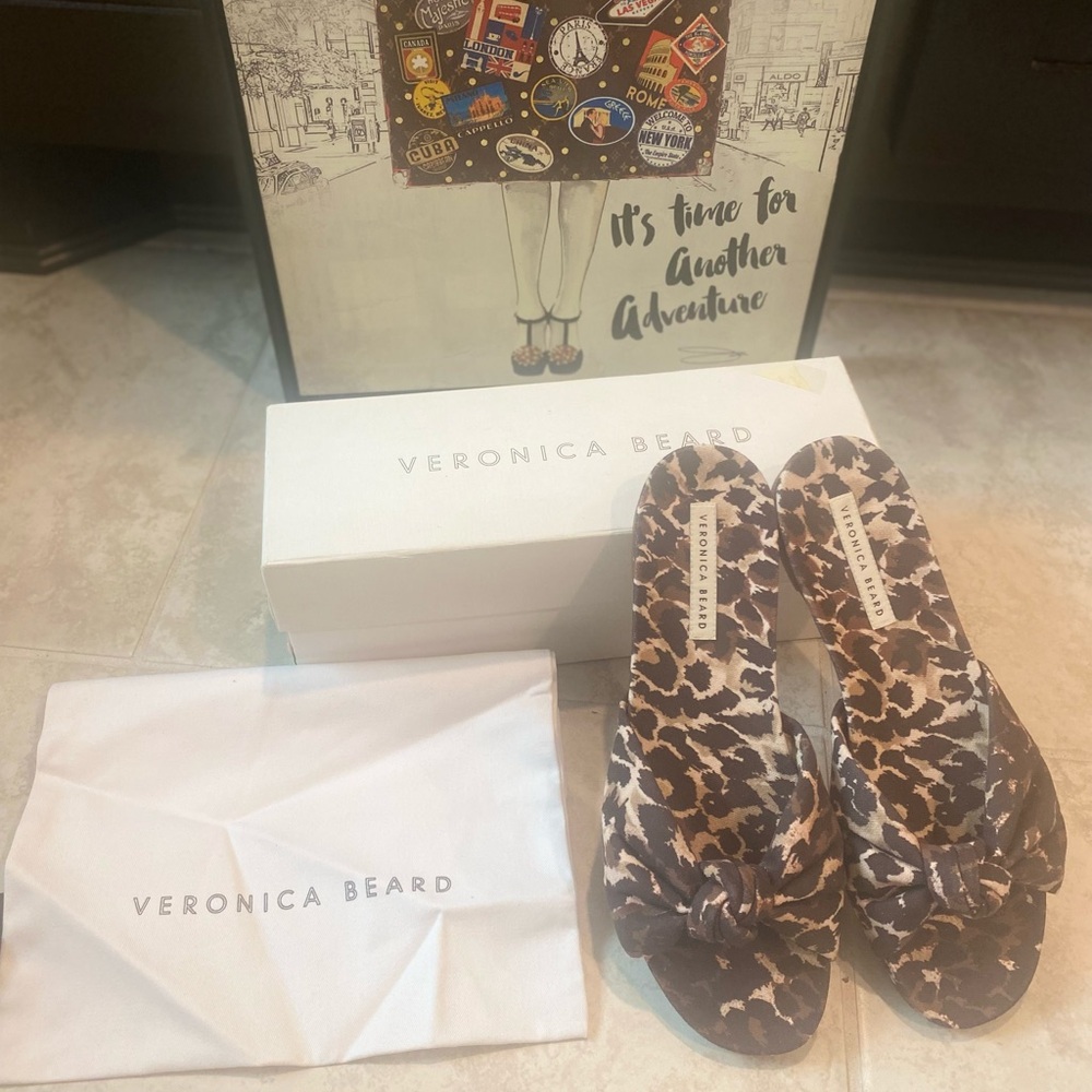 Veronica Beard Leopard Etra Knot Slide Sandal NWT